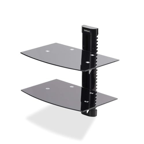 Dual Floating Wall-Mounted AV Shelves Dual Floating Wall-Mounted AV Shelves